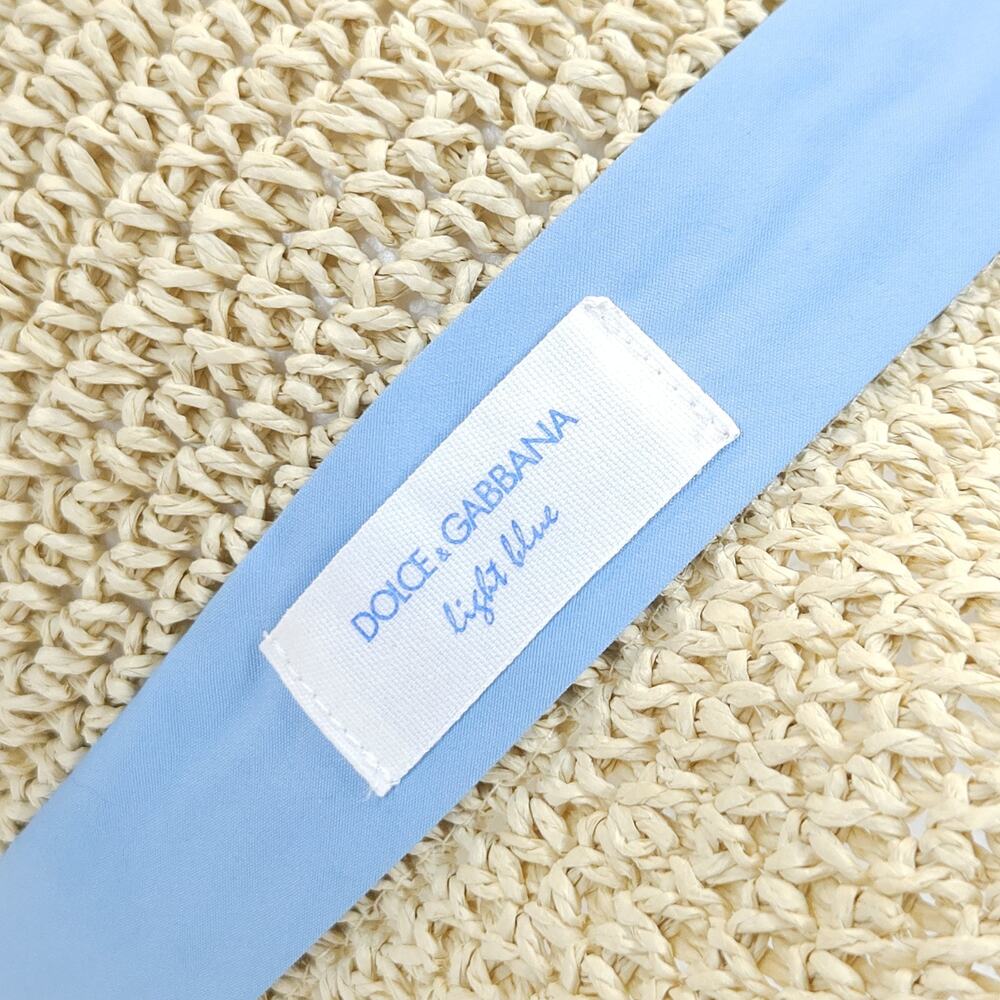 Dolce & Gabbana Light Blue Straw Bucket Hat Coastal Grandma Summer Beach Travel - Picture 6 of 8